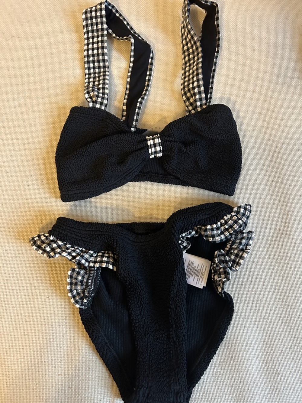 Like New • Hunza G Loretta bikini in black seersucker